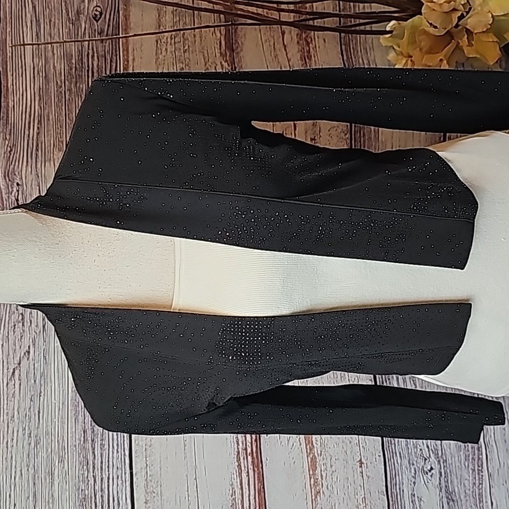 NEW CALVIN KLEIN BLACK SHORT LONG SLEEVE GLITTER BOLERO JACKET